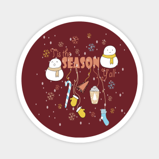 Tis the Season New Year Cute Holiday family Gift Magnet